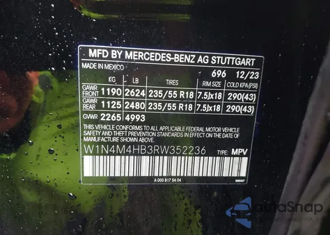 2024 Mercedes-Benz Glb 250 4Matic from USA, damaged, VIN W1N4M4HB3RW352236